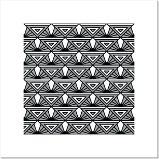 Art Deco Pattern No 76 - Monochrome Black Grey - Vintage Geometric Posters and Art